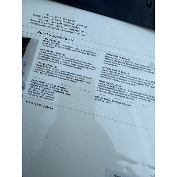 RALPH LAUREN MODERN EQUESTRIAN WINDOWPANE Plaid camel cream Queen DUVET New - Picture 4 of 5